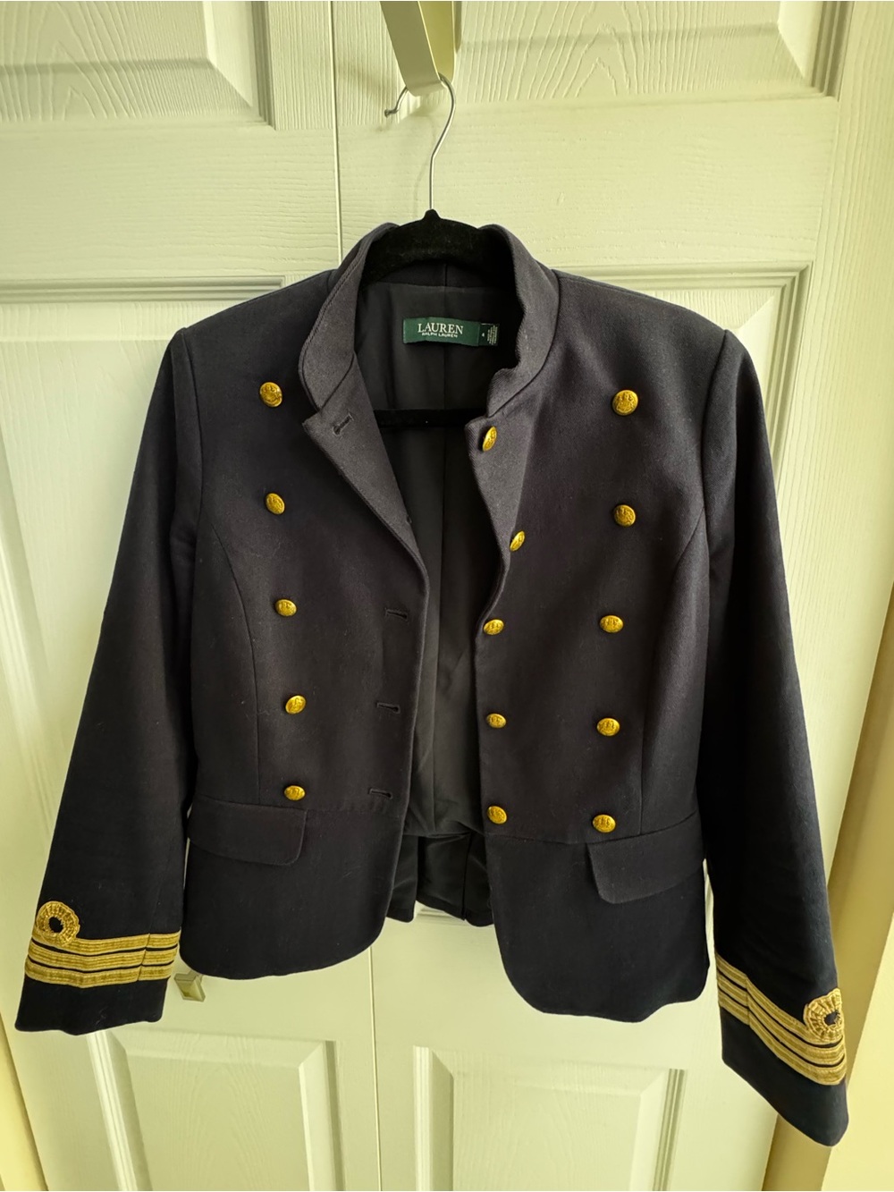 Lauren Ralph Lauren Navy Military-Style Blazer with Gold Trim